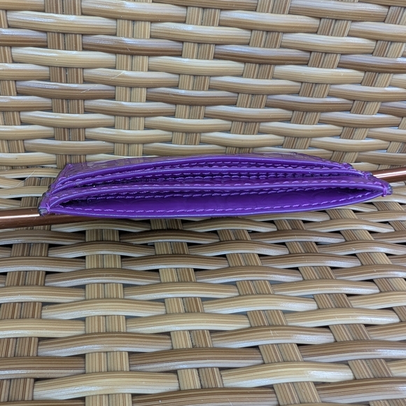 Coach Purple Coach Embossed Patent Leather Card Holder Case Wallet Pouch - Picture 11 of 11